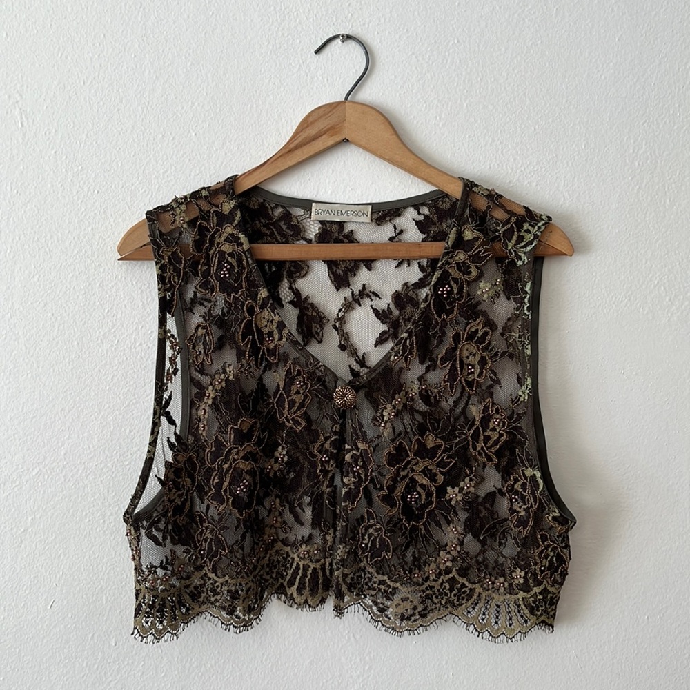 Bryan Emerson Silk Floral & Beaded Vest